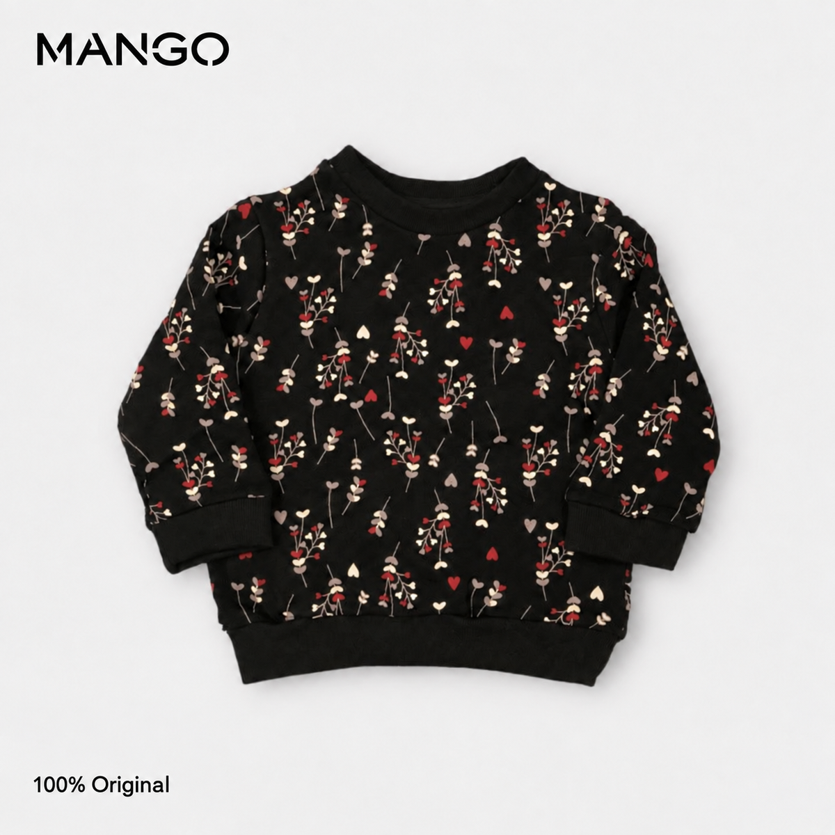 Mngo Black Floral Sweatshirt For Girls